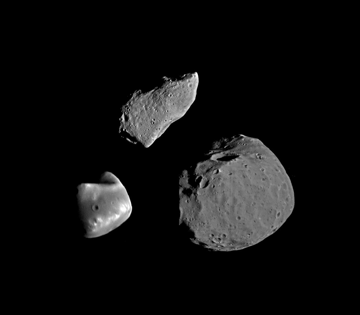 Gaspra im Vergeich mit den beiden Marsmonden Deimos und Phobos