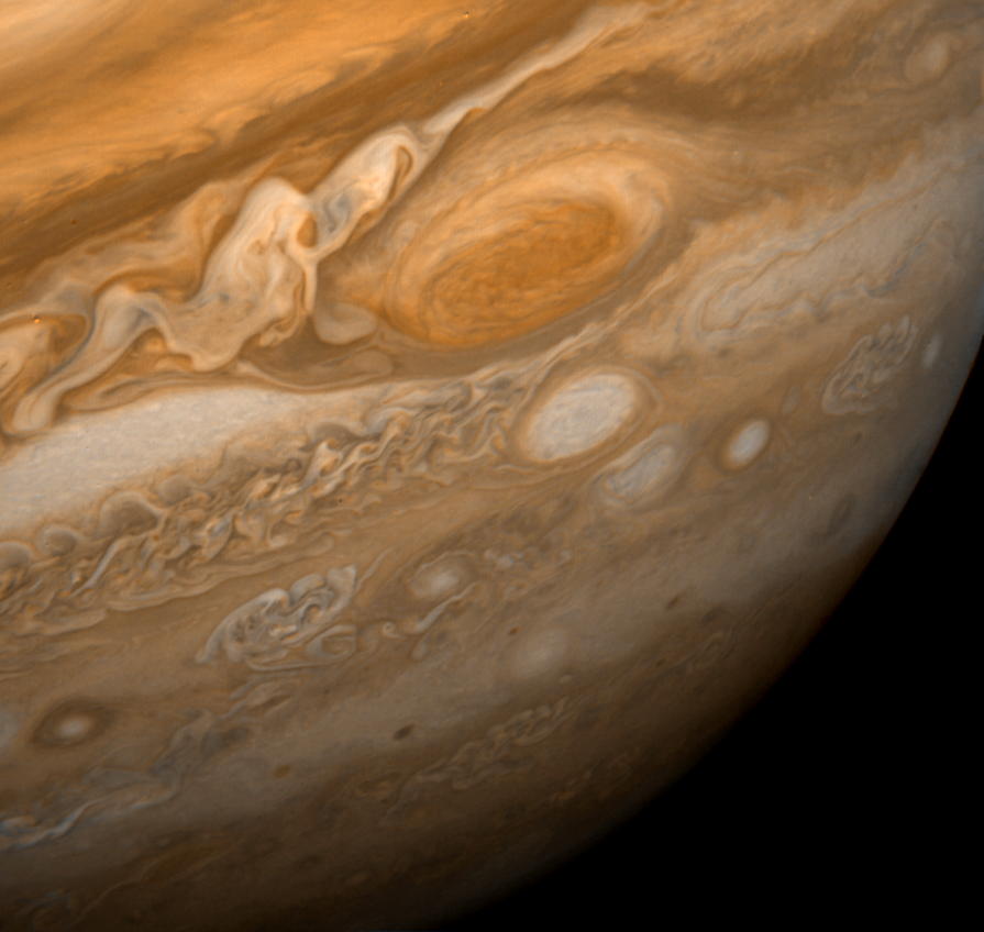 Jupiter, Teil der südlichen Hemisphäre mit dem Großen Roten Fleck