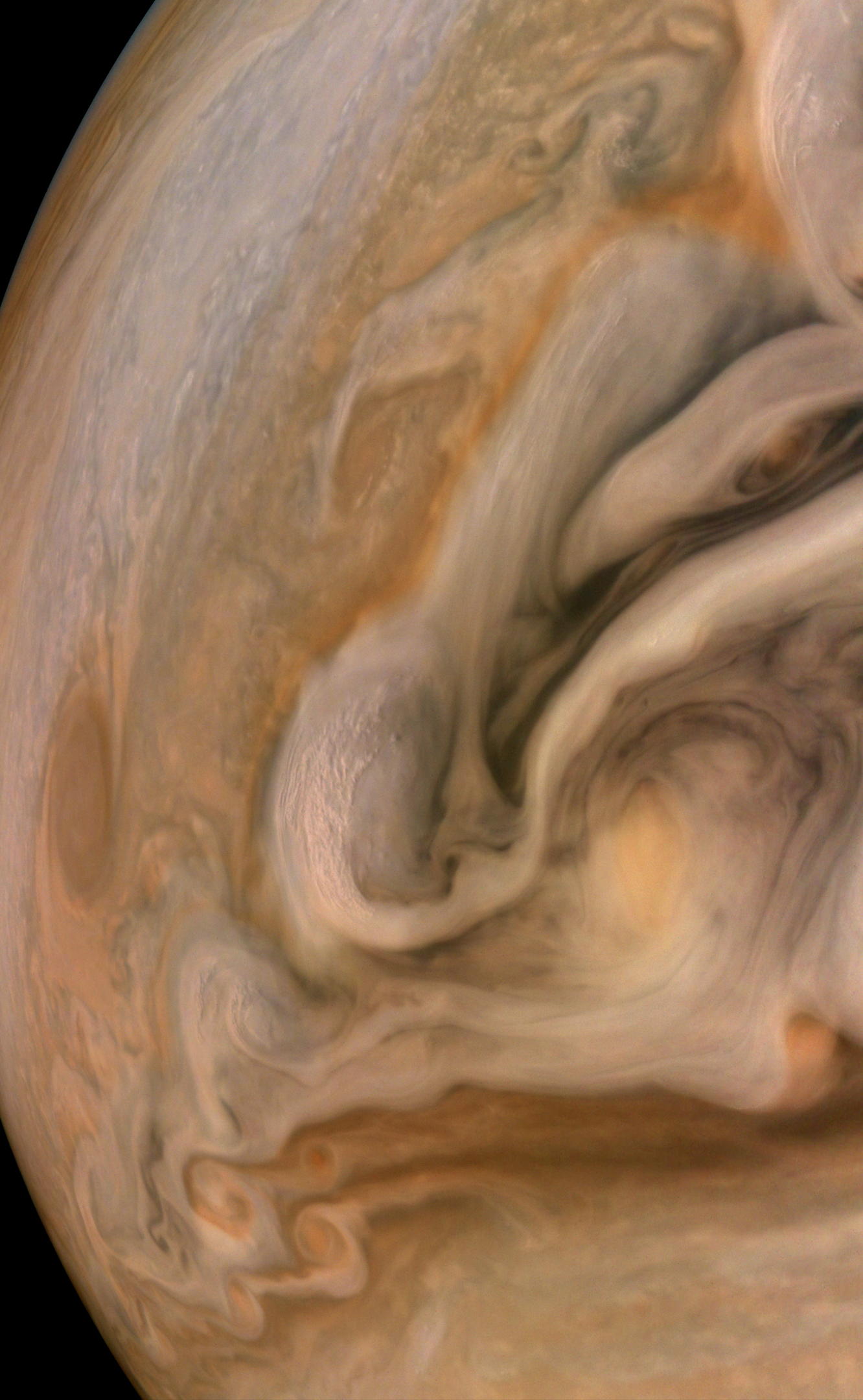 Detail eines Sturms in der nördlichen gemäßigten Zone Jupiters