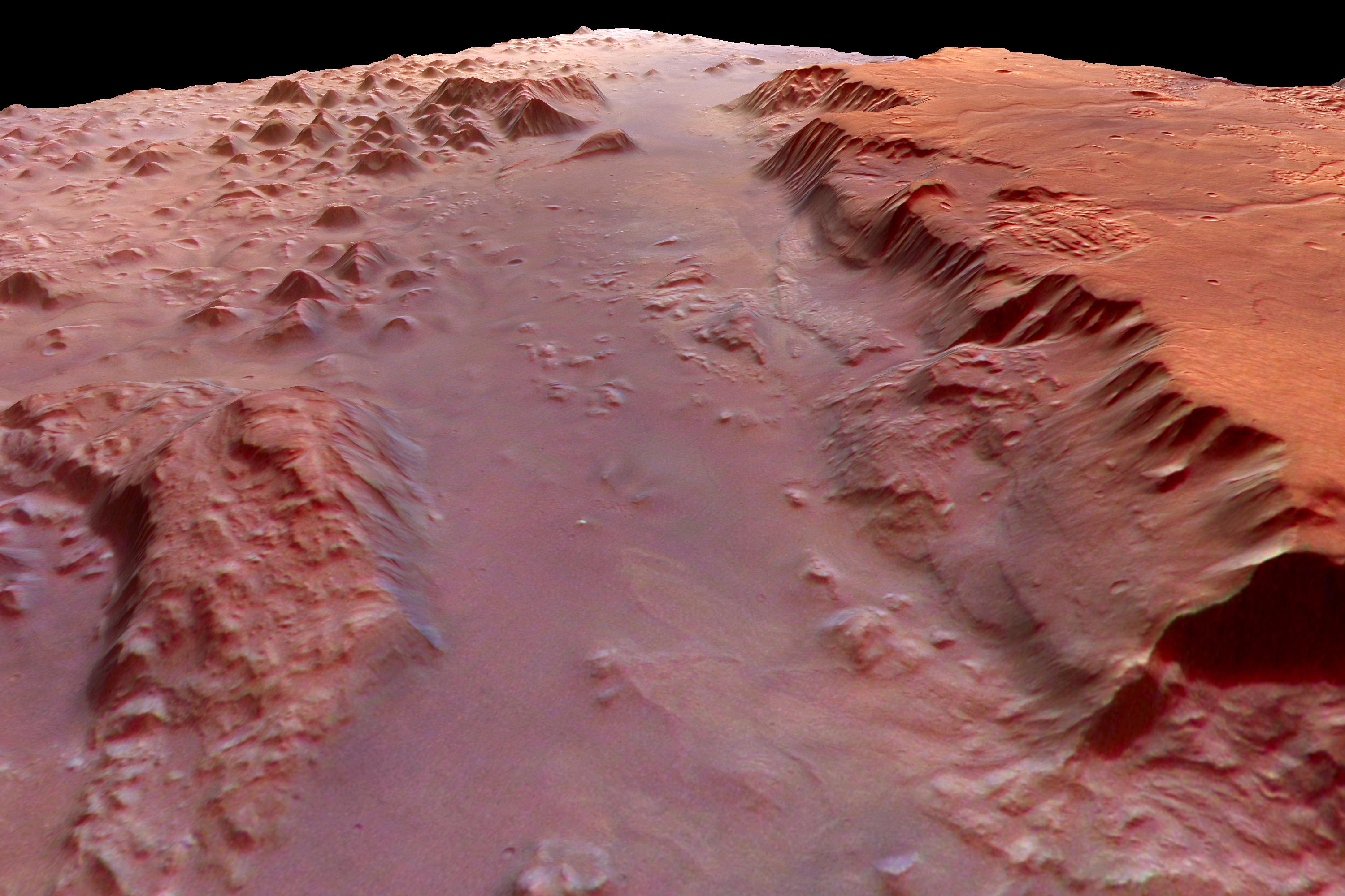 Teil der Region Eos Chasma am östlichen Ende der Valles Marineris