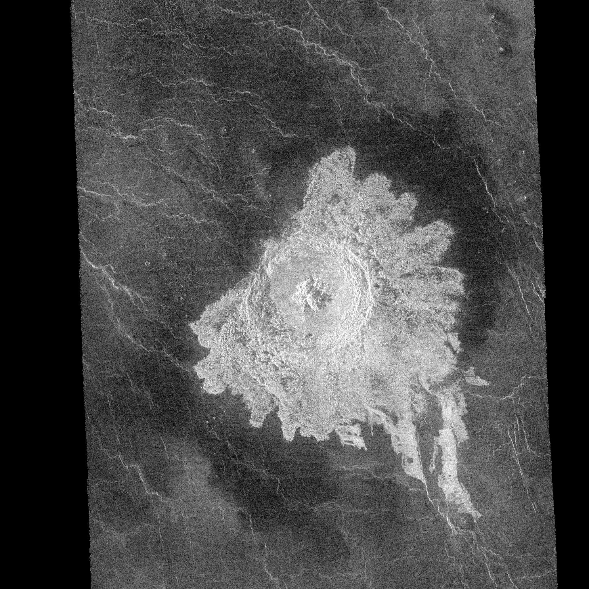 Krater Aurelia mit terrassierten Wänden und Zentralberg