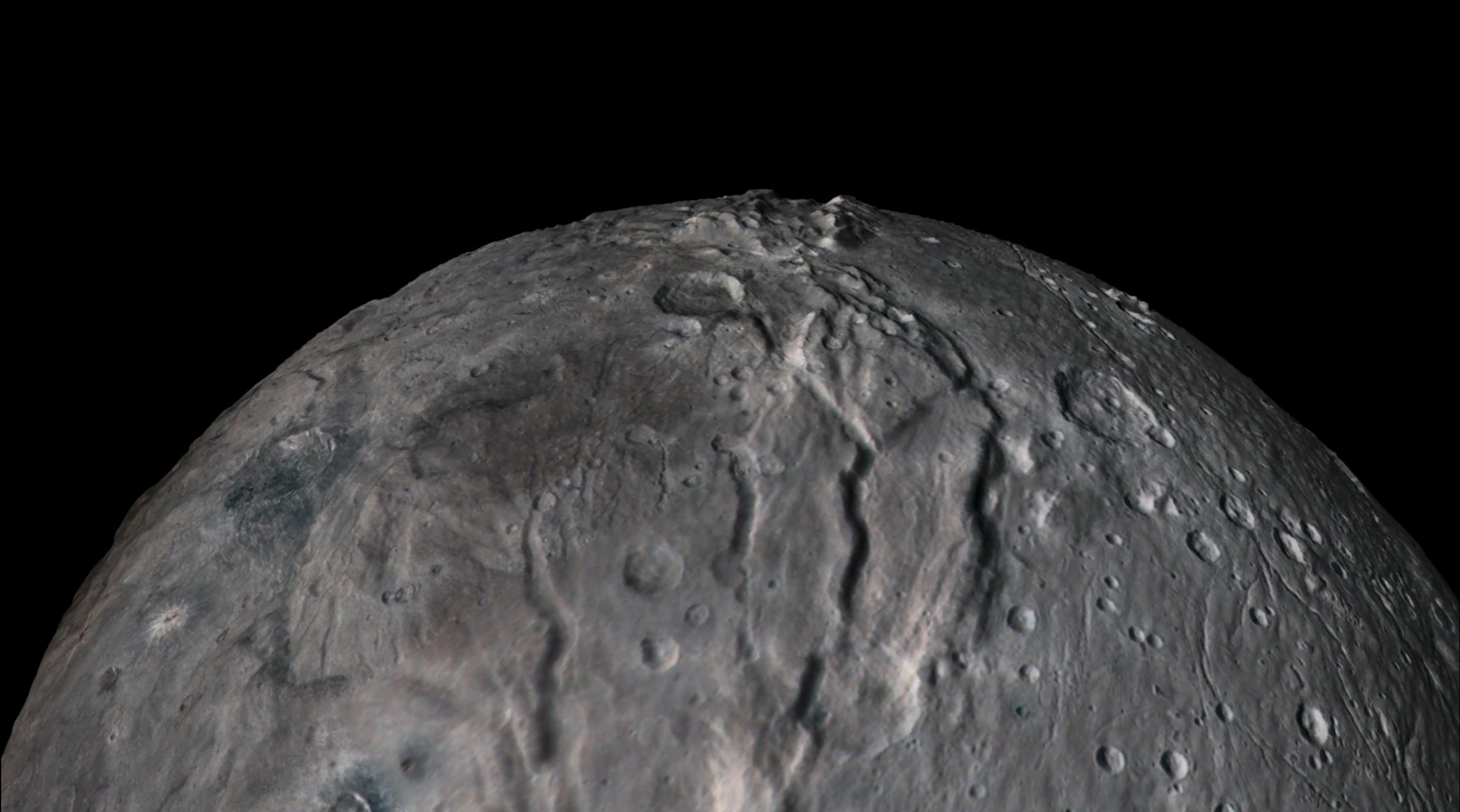Charon, Überflug über die Oberfläche, Einzelbild aus Movie
